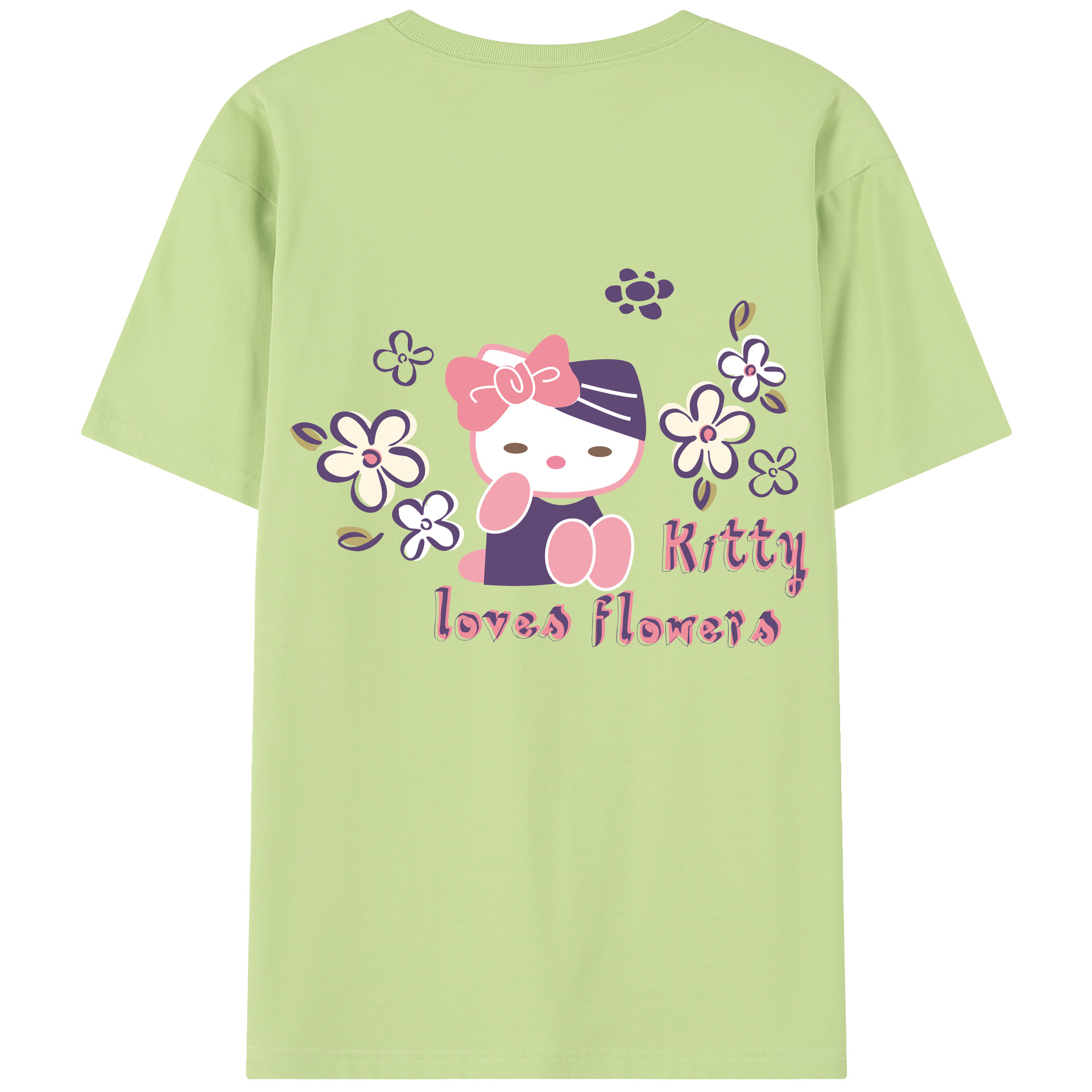（画像用） Hello Kitty ハローキティ 綿100％半袖Tシャツ（背面プリント）
